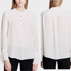NWT Calvin Klein Bell Sleeve Blouse White Top Small office professional shirt